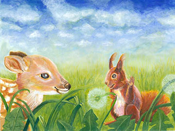 Slovenska ilustracija: Julia Doria, Jelenček in veverica